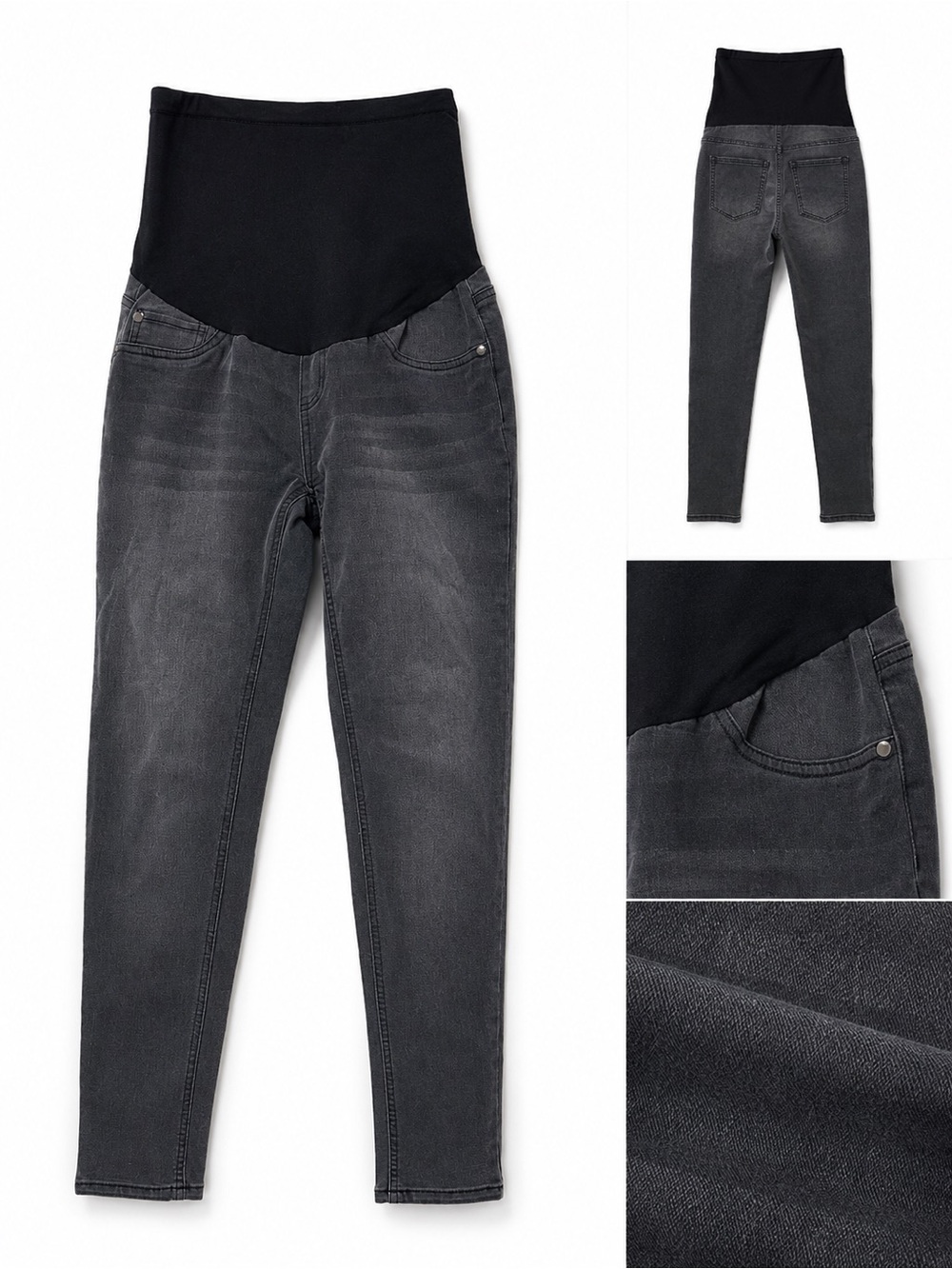 Maternity High-Waist Skinny Jeans - Charcoal Gray
